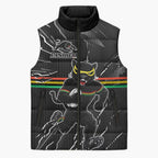 Personalized Penrith Panthers Sleeveless Puffer Jacket Dynamic Lightning Mascot Rugby Australia
