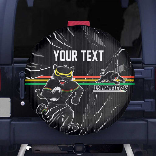 Personalized Penrith Panthers Spare Tire Cover Dynamic Lightning Mascot Rugby Australia
