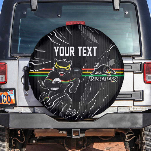 Personalized Penrith Panthers Spare Tire Cover Dynamic Lightning Mascot Rugby Australia
