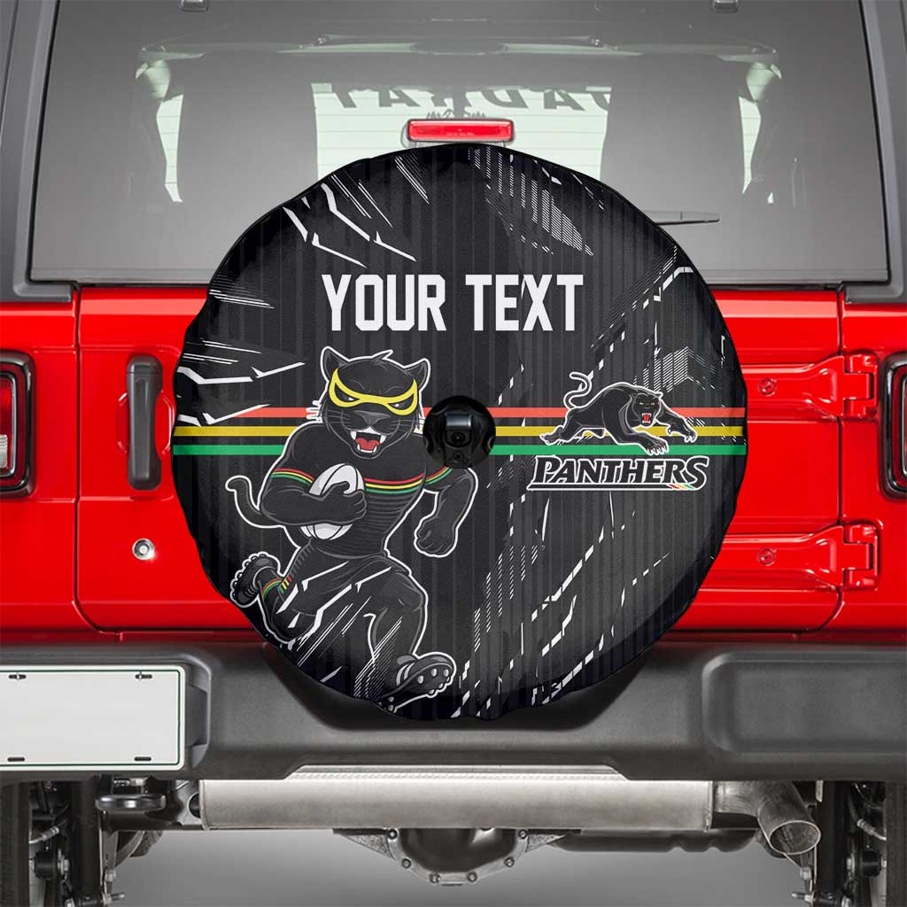 Personalized Penrith Panthers Spare Tire Cover Dynamic Lightning Mascot Rugby Australia