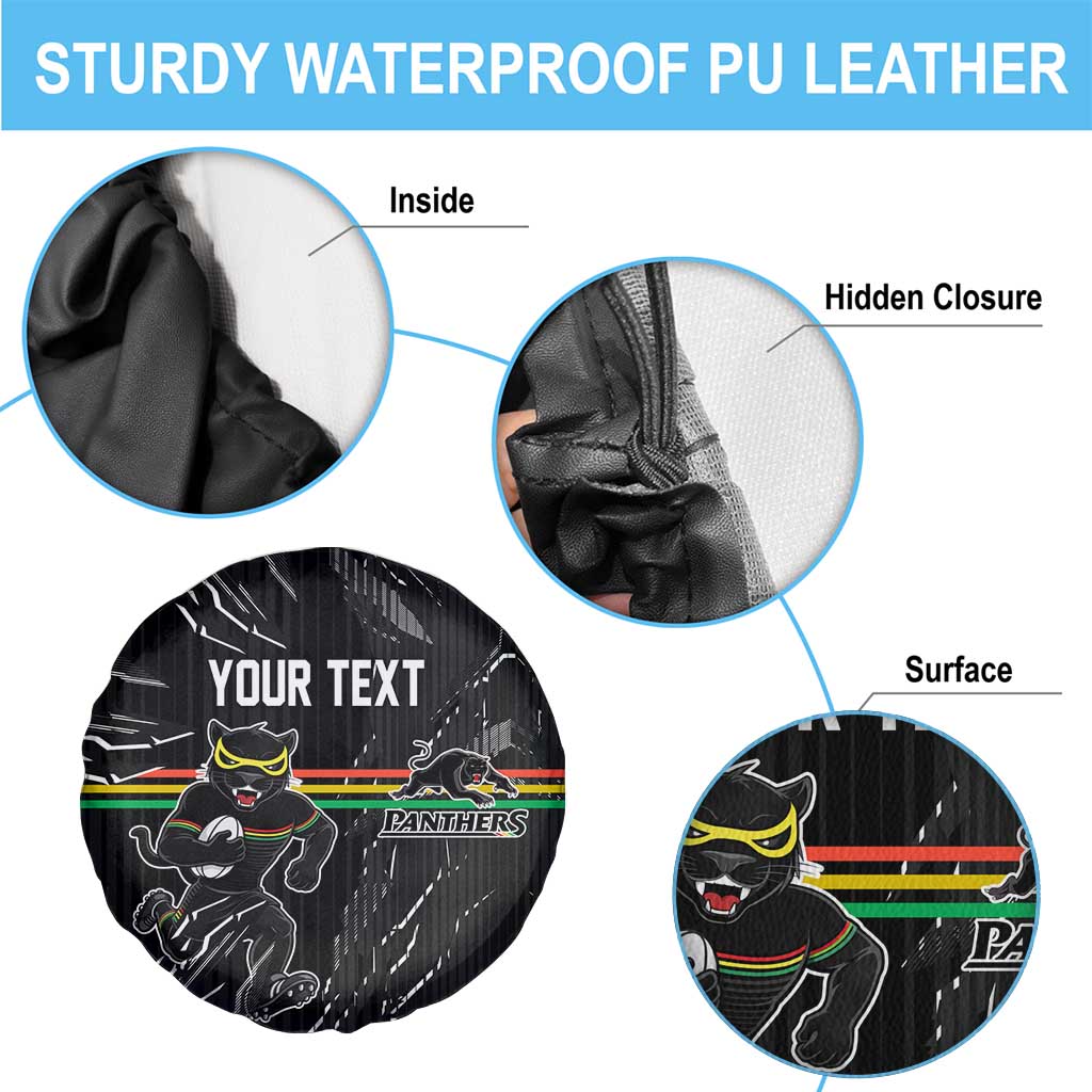 Personalized Penrith Panthers Spare Tire Cover Dynamic Lightning Mascot Rugby Australia