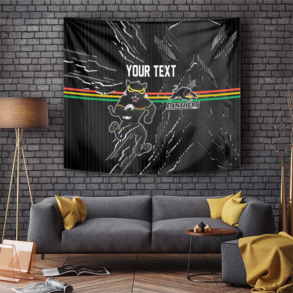 Personalized Penrith Panthers Tapestry Dynamic Lightning Mascot Rugby Australia