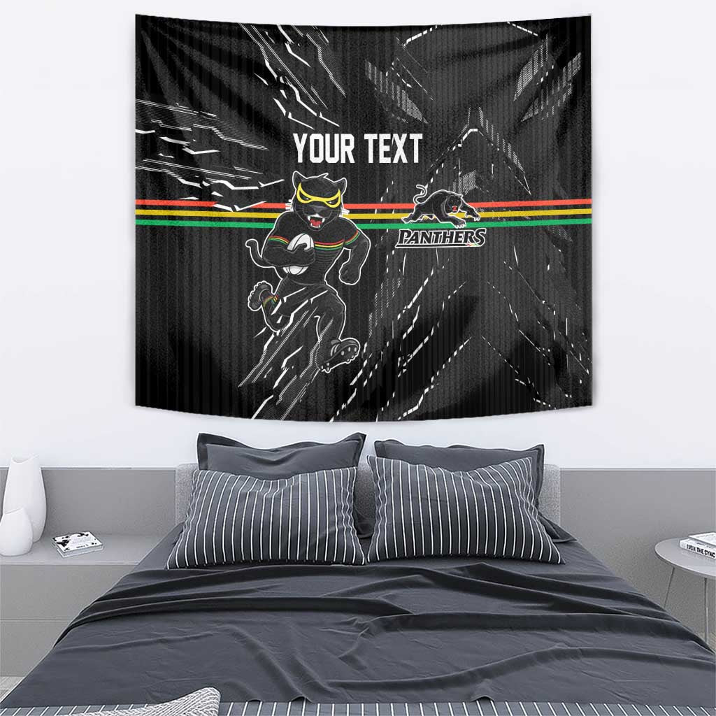Personalized Penrith Panthers Tapestry Dynamic Lightning Mascot Rugby Australia