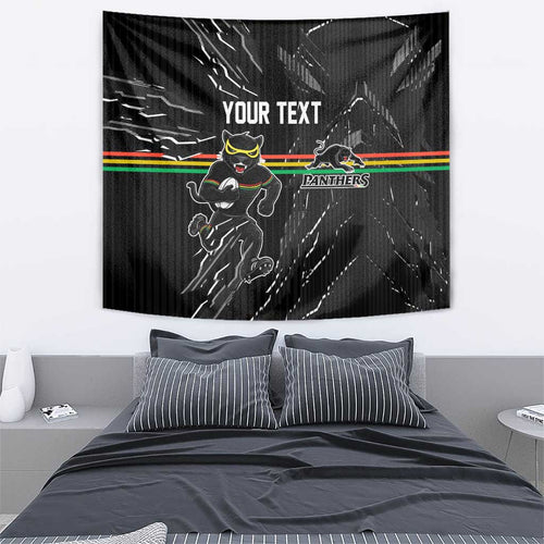 Personalized Penrith Panthers Tapestry Dynamic Lightning Mascot Rugby Australia