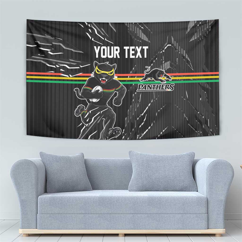 Personalized Penrith Panthers Tapestry Dynamic Lightning Mascot Rugby Australia
