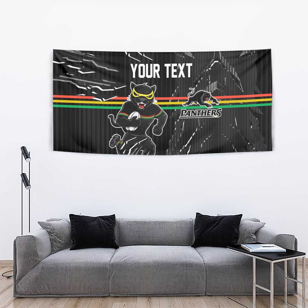 Personalized Penrith Panthers Tapestry Dynamic Lightning Mascot Rugby Australia
