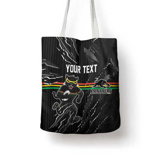 Personalized Penrith Panthers Tote Bag Dynamic Lightning Mascot Rugby Australia