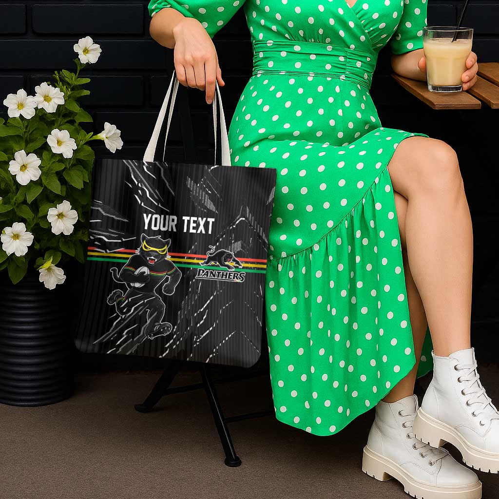 Personalized Penrith Panthers Tote Bag Dynamic Lightning Mascot Rugby Australia