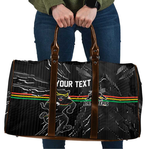 Personalized Penrith Panthers Travel Bag Dynamic Lightning Mascot Rugby Australia