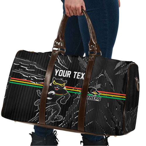 Personalized Penrith Panthers Travel Bag Dynamic Lightning Mascot Rugby Australia