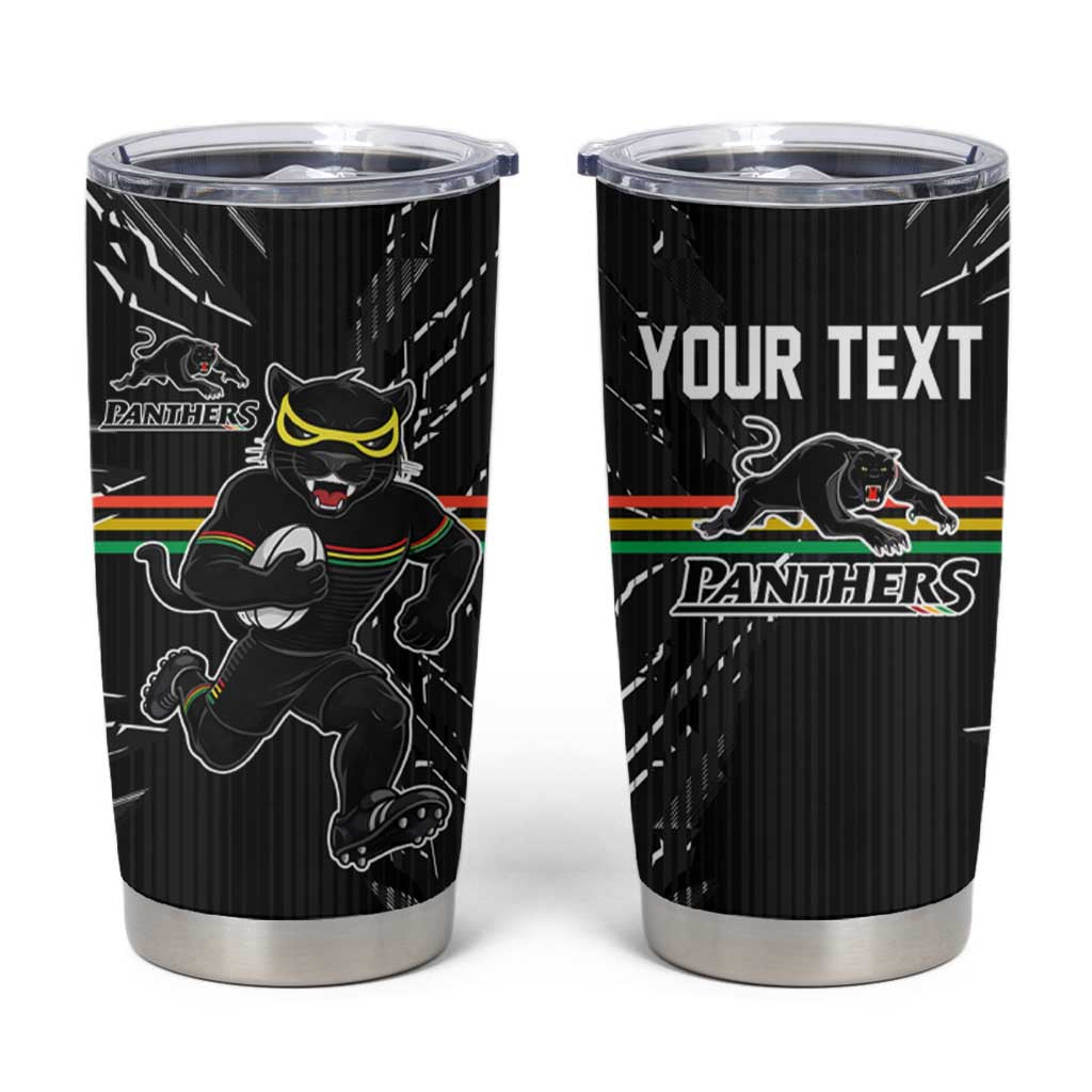 Personalized Penrith Panthers Tumbler Cup Dynamic Lightning Mascot Rugby Australia