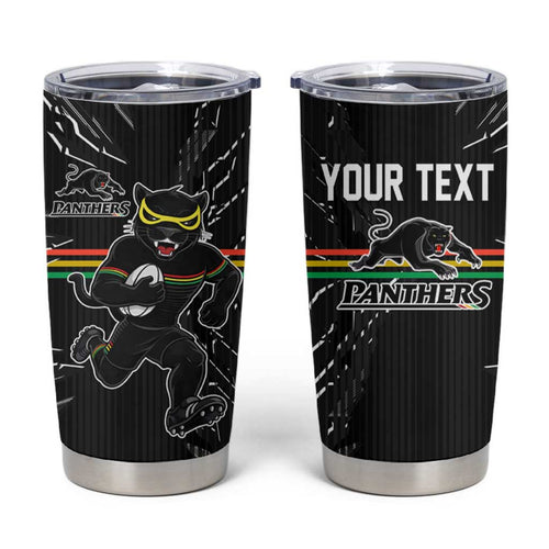Personalized Penrith Panthers Tumbler Cup Dynamic Lightning Mascot Rugby Australia