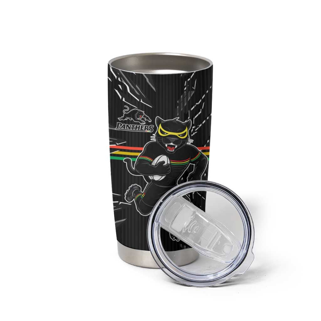 Personalized Penrith Panthers Tumbler Cup Dynamic Lightning Mascot Rugby Australia