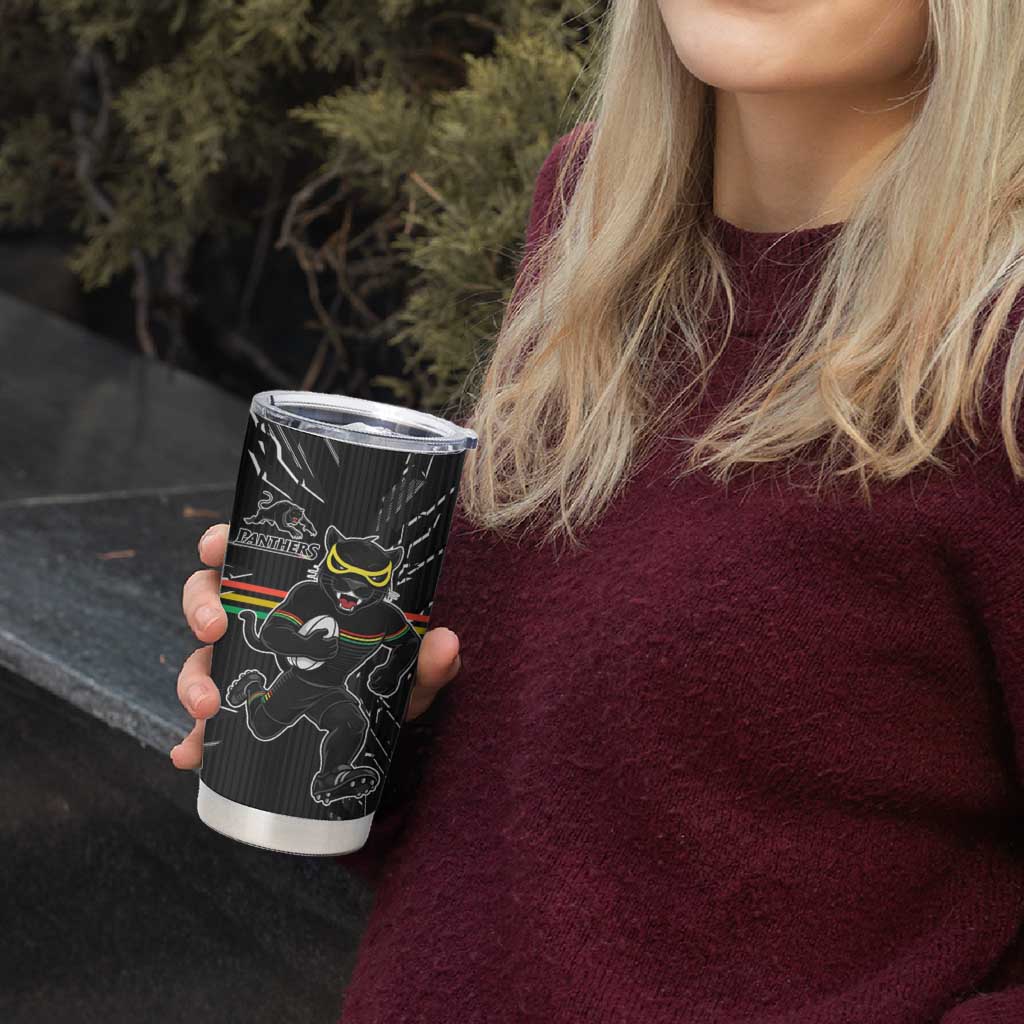 Personalized Penrith Panthers Tumbler Cup Dynamic Lightning Mascot Rugby Australia
