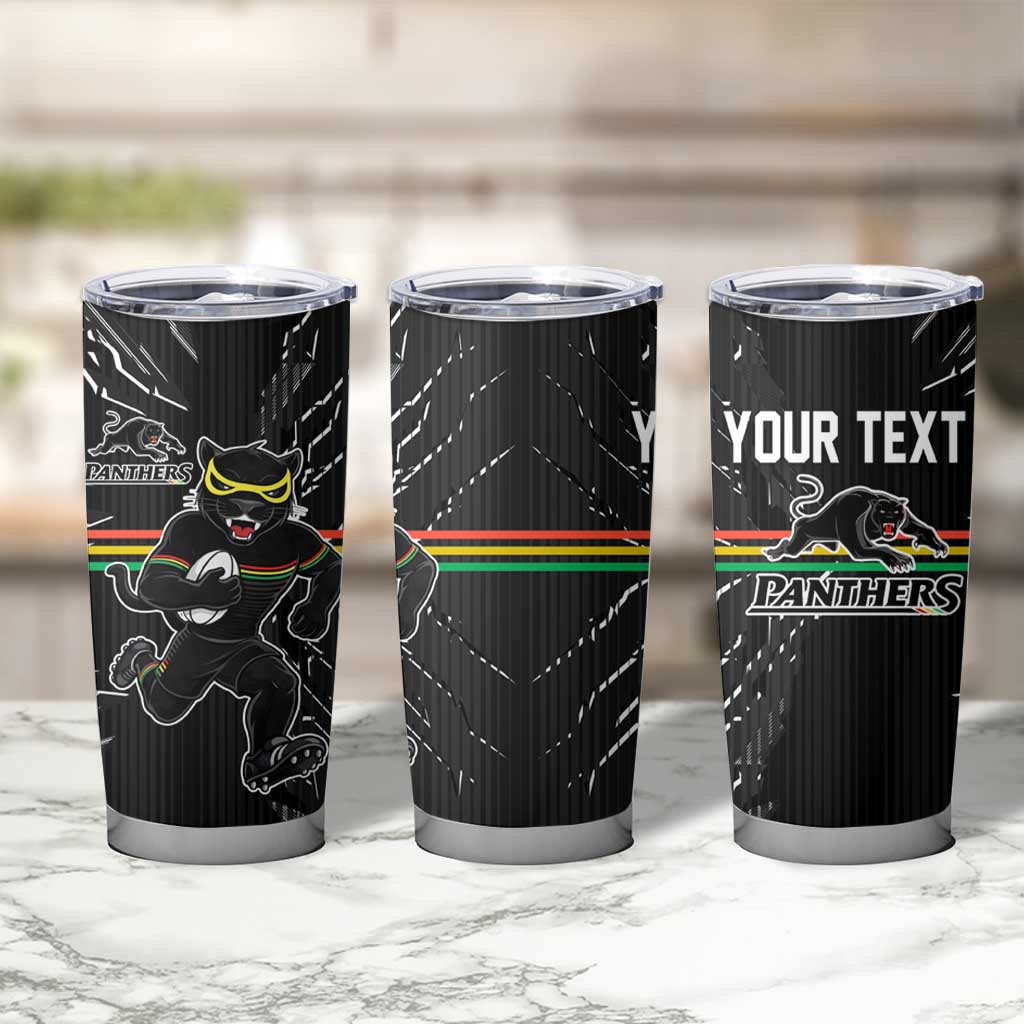 Personalized Penrith Panthers Tumbler Cup Dynamic Lightning Mascot Rugby Australia