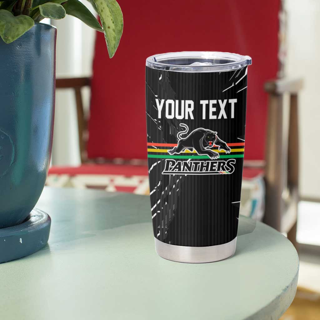 Personalized Penrith Panthers Tumbler Cup Dynamic Lightning Mascot Rugby Australia