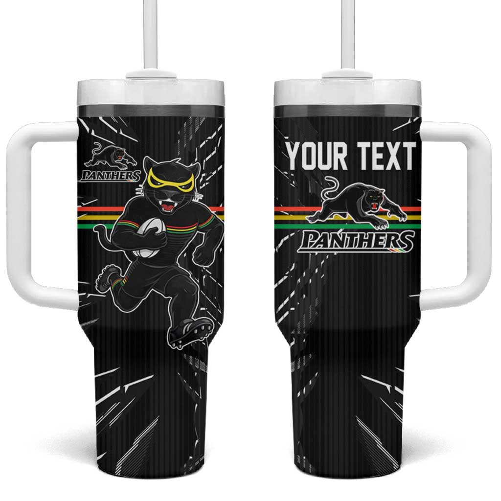 Personalized Penrith Panthers Tumbler With Handle Dynamic Lightning Mascot Rugby Australia