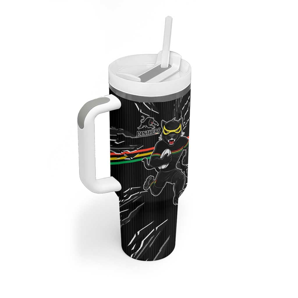 Personalized Penrith Panthers Tumbler With Handle Dynamic Lightning Mascot Rugby Australia