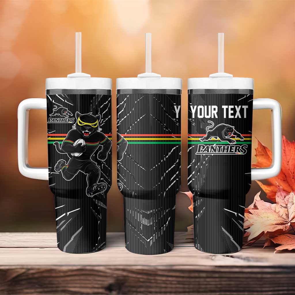 Personalized Penrith Panthers Tumbler With Handle Dynamic Lightning Mascot Rugby Australia
