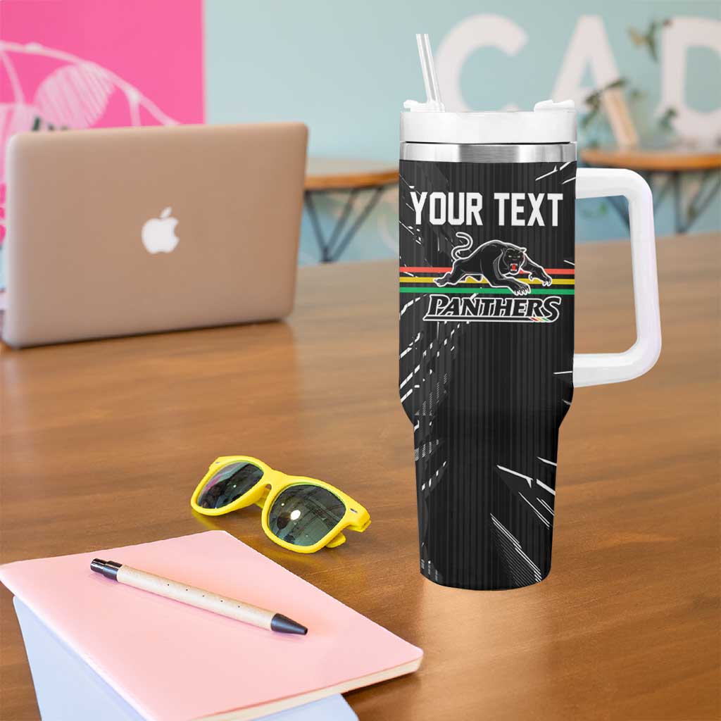 Personalized Penrith Panthers Tumbler With Handle Dynamic Lightning Mascot Rugby Australia