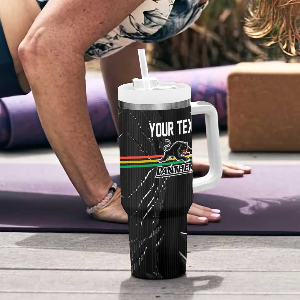 Personalized Penrith Panthers Tumbler With Handle Dynamic Lightning Mascot Rugby Australia
