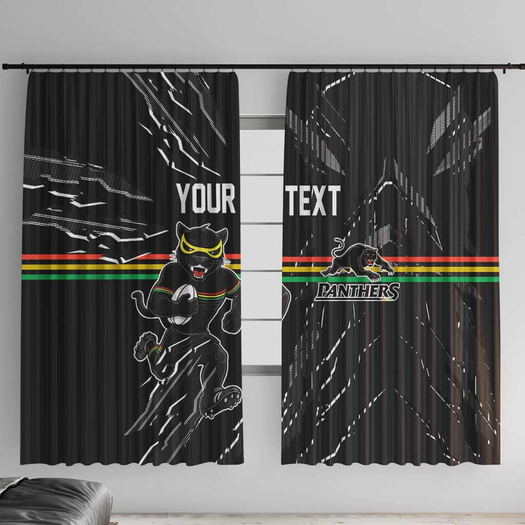 Personalized Penrith Panthers Window Curtain Dynamic Lightning Mascot Rugby Australia