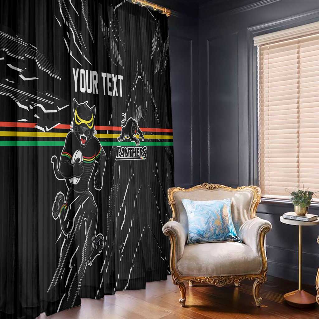 Personalized Penrith Panthers Window Curtain Dynamic Lightning Mascot Rugby Australia
