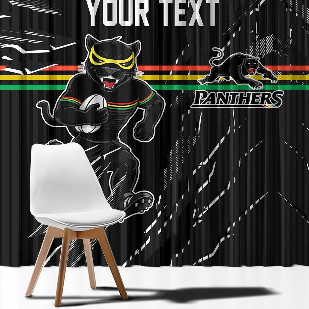 Personalized Penrith Panthers Window Curtain Dynamic Lightning Mascot Rugby Australia