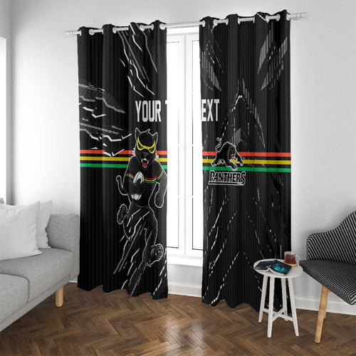 Personalized Penrith Panthers Window Curtain Dynamic Lightning Mascot Rugby Australia