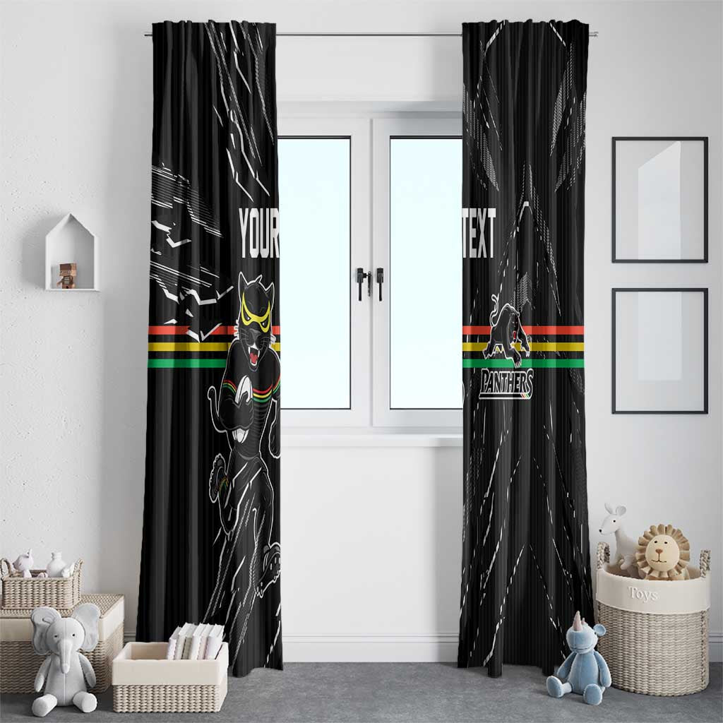 Personalized Penrith Panthers Window Curtain Dynamic Lightning Mascot Rugby Australia