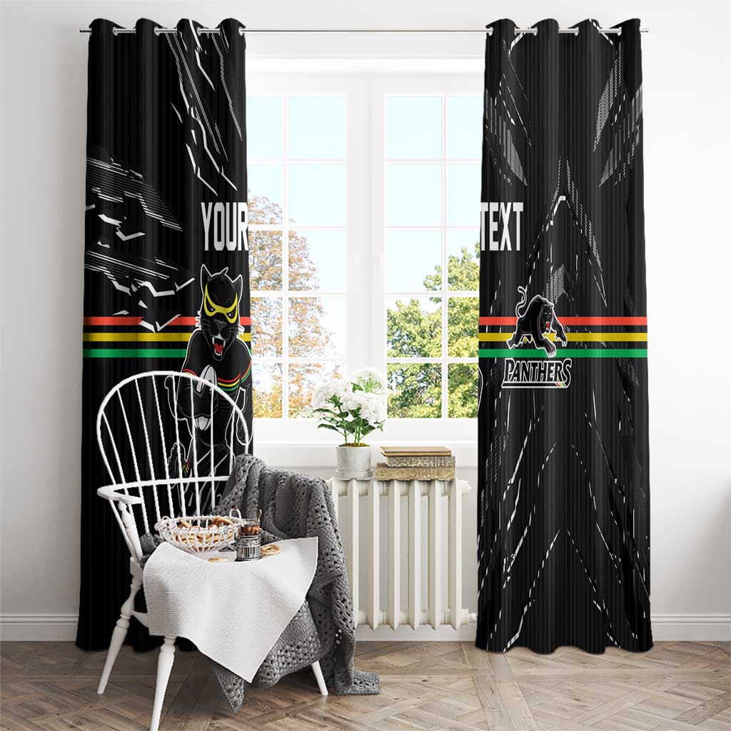 Personalized Penrith Panthers Window Curtain Dynamic Lightning Mascot Rugby Australia