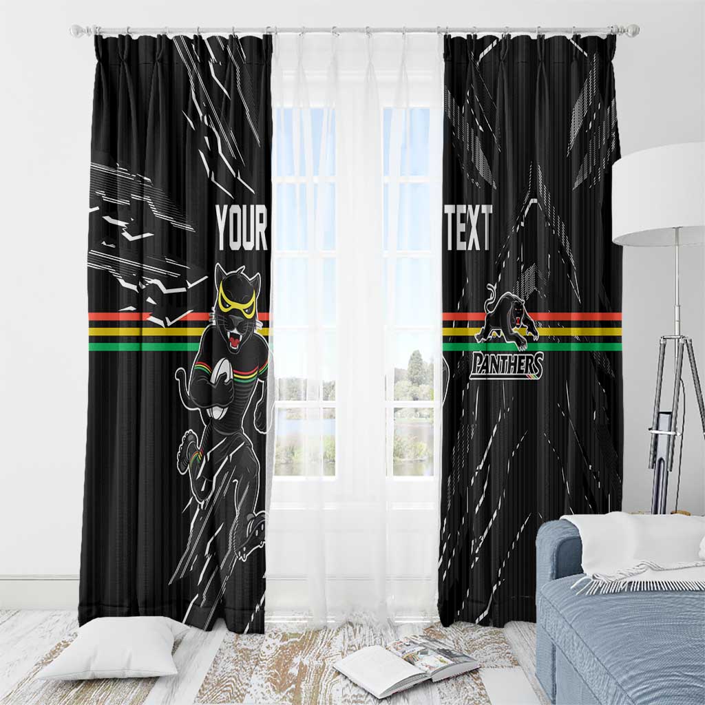 Personalized Penrith Panthers Window Curtain Dynamic Lightning Mascot Rugby Australia