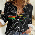 Personalized Penrith Panthers Women Casual Shirt Dynamic Lightning Mascot Rugby Australia