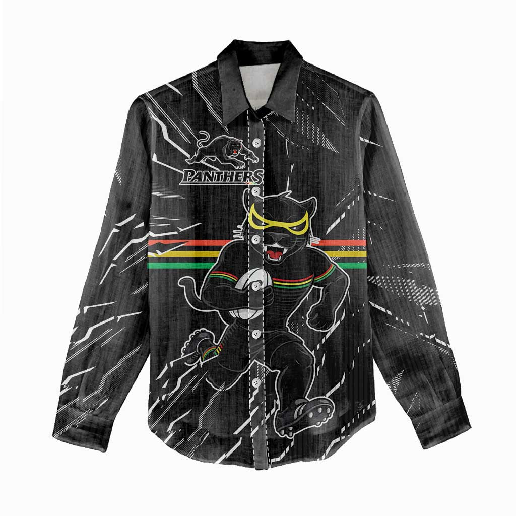 Personalized Penrith Panthers Women Casual Shirt Dynamic Lightning Mascot Rugby Australia