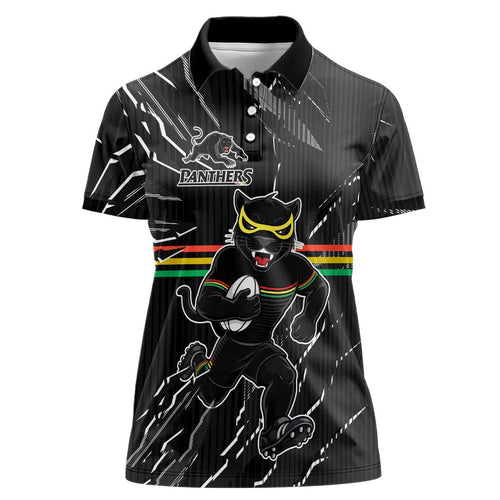 Personalized Penrith Panthers Women Polo Shirt Dynamic Lightning Mascot Rugby Australia