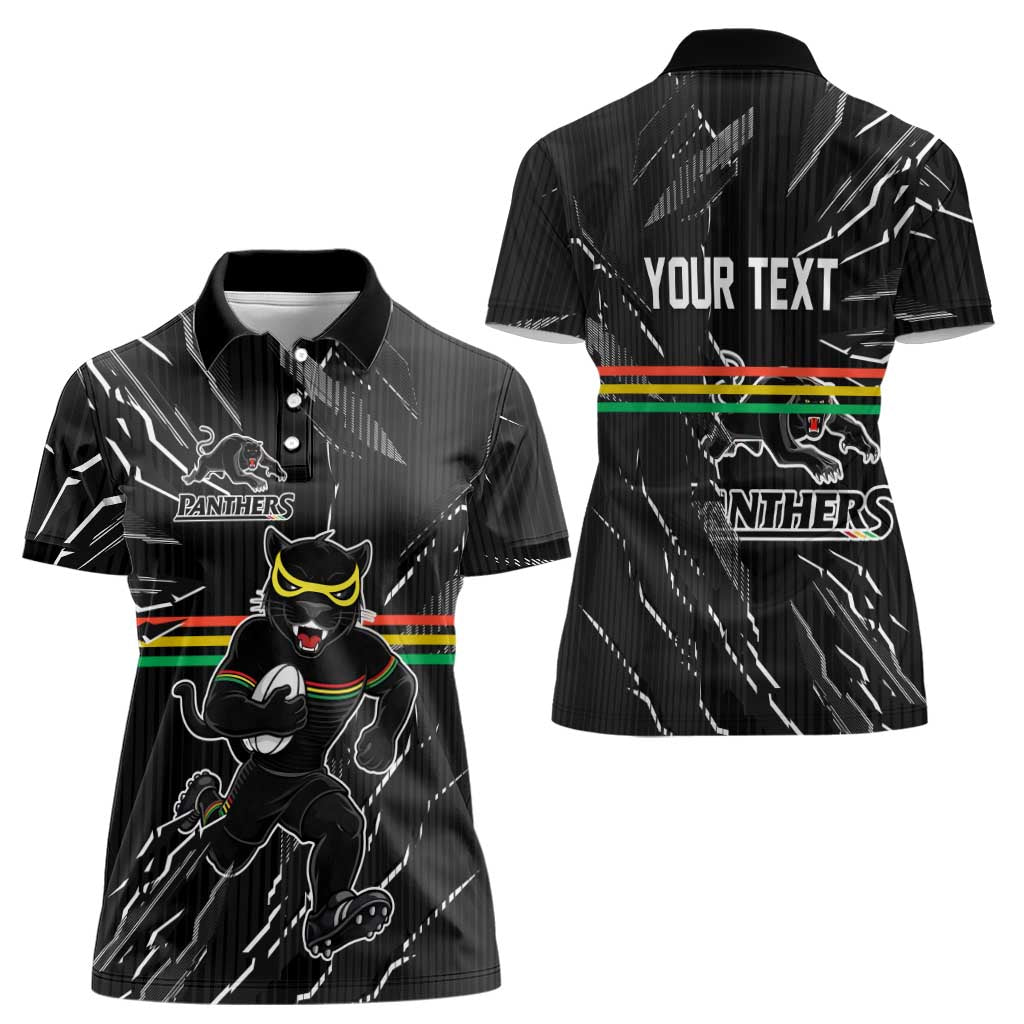 Personalized Penrith Panthers Women Polo Shirt Dynamic Lightning Mascot Rugby Australia