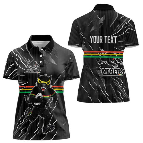Personalized Penrith Panthers Women Polo Shirt Dynamic Lightning Mascot Rugby Australia