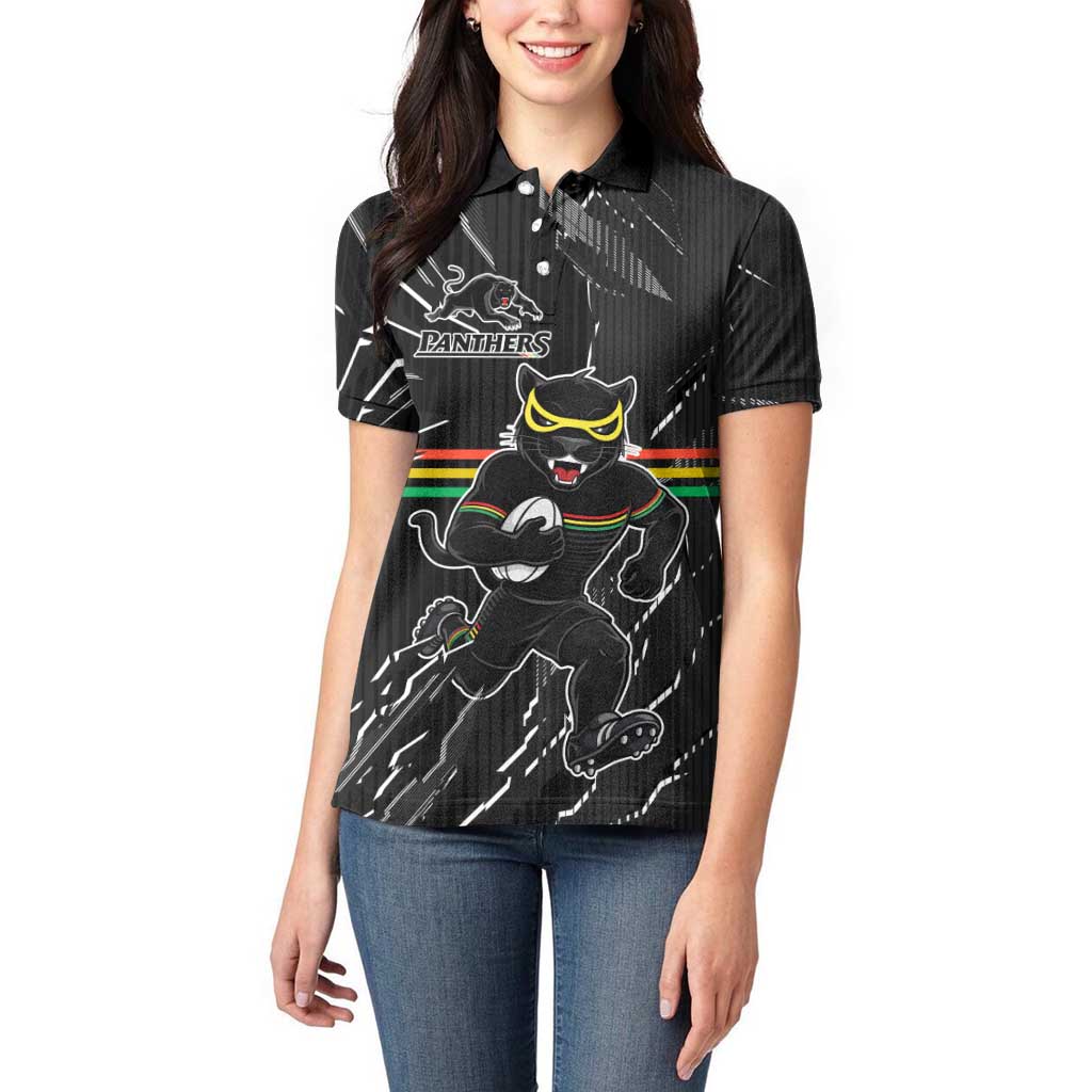 Personalized Penrith Panthers Women Polo Shirt Dynamic Lightning Mascot Rugby Australia