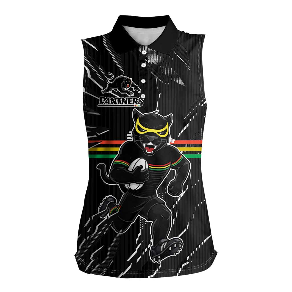 Personalized Penrith Panthers Women Sleeveless Polo Shirt Dynamic Lightning Mascot Rugby Australia