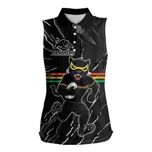 Personalized Penrith Panthers Women Sleeveless Polo Shirt Dynamic Lightning Mascot Rugby Australia