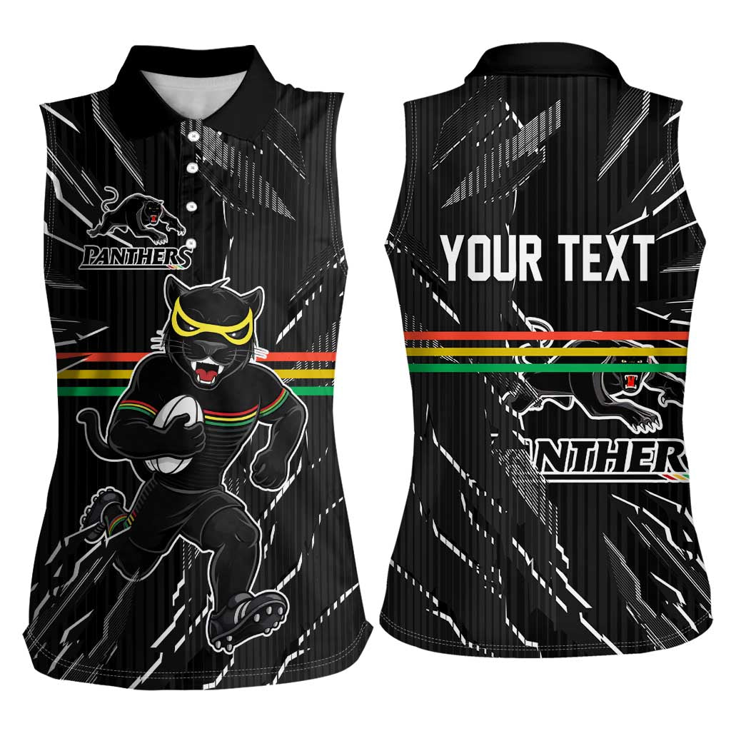 Personalized Penrith Panthers Women Sleeveless Polo Shirt Dynamic Lightning Mascot Rugby Australia