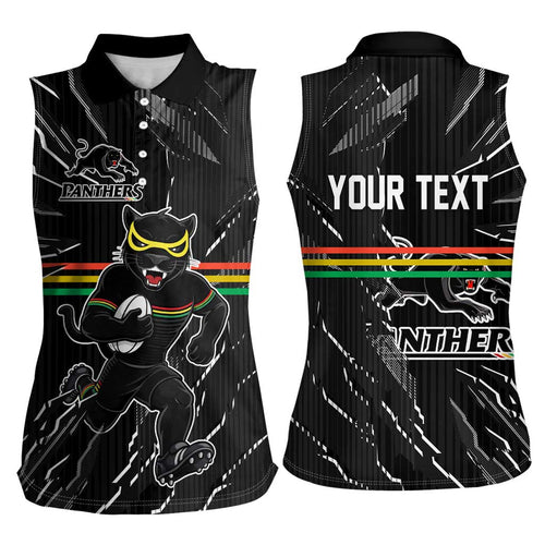 Personalized Penrith Panthers Women Sleeveless Polo Shirt Dynamic Lightning Mascot Rugby Australia
