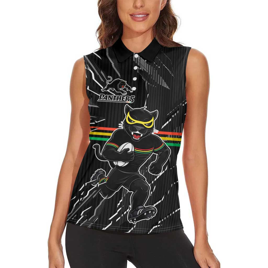 Personalized Penrith Panthers Women Sleeveless Polo Shirt Dynamic Lightning Mascot Rugby Australia