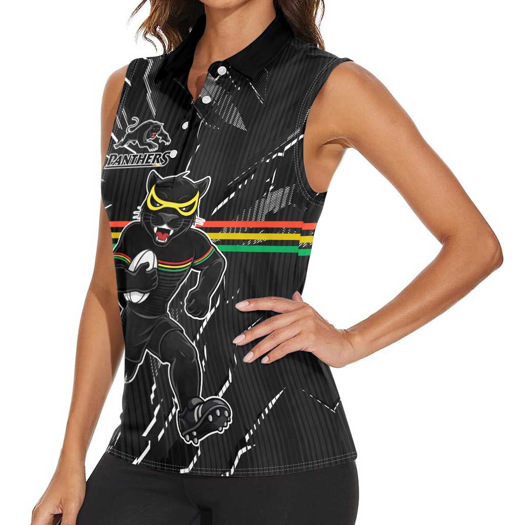 Personalized Penrith Panthers Women Sleeveless Polo Shirt Dynamic Lightning Mascot Rugby Australia