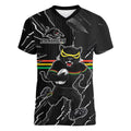Personalized Penrith Panthers Women V-Neck T-Shirt Dynamic Lightning Mascot Rugby Australia