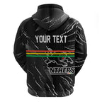Personalized Penrith Panthers Zip Hoodie Dynamic Lightning Mascot Rugby Australia