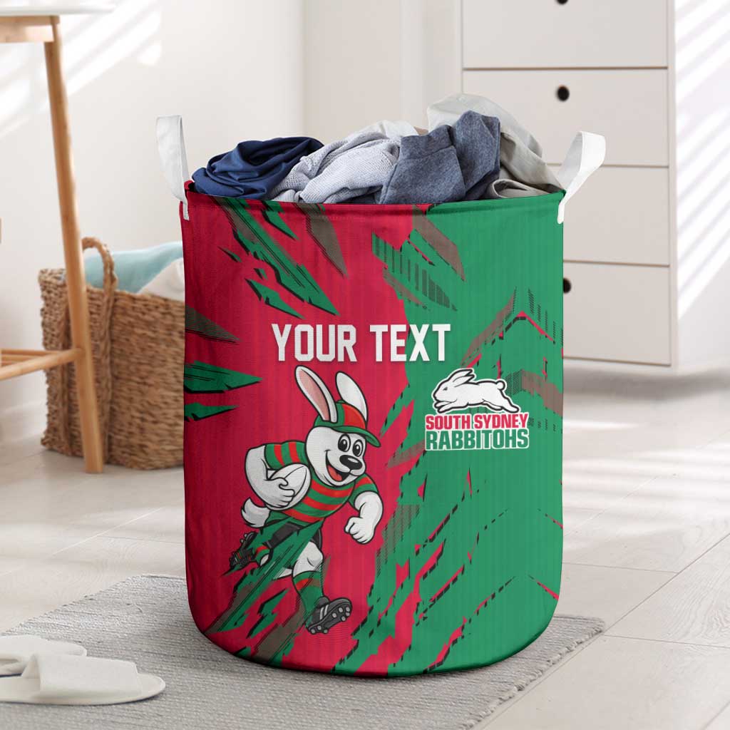 Personalized South Sydney Rabbitohs Laundry Basket Dynamic Lightning Mascot Rugby Australia