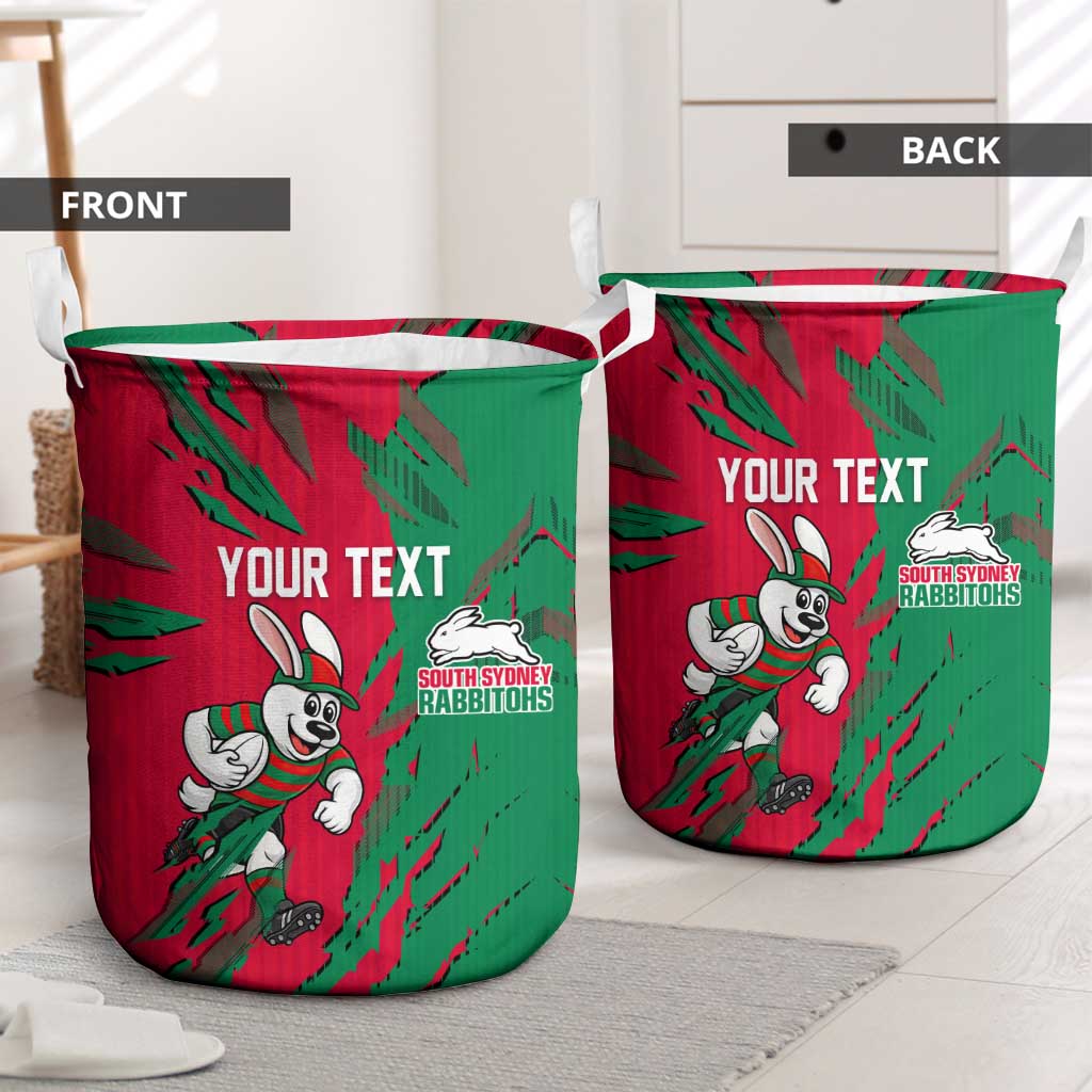 Personalized South Sydney Rabbitohs Laundry Basket Dynamic Lightning Mascot Rugby Australia