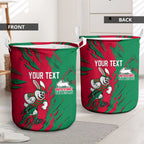 Personalized South Sydney Rabbitohs Laundry Basket Dynamic Lightning Mascot Rugby Australia