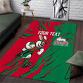 Personalized South Sydney Rabbitohs Area Rug Dynamic Lightning Mascot Rugby Australia